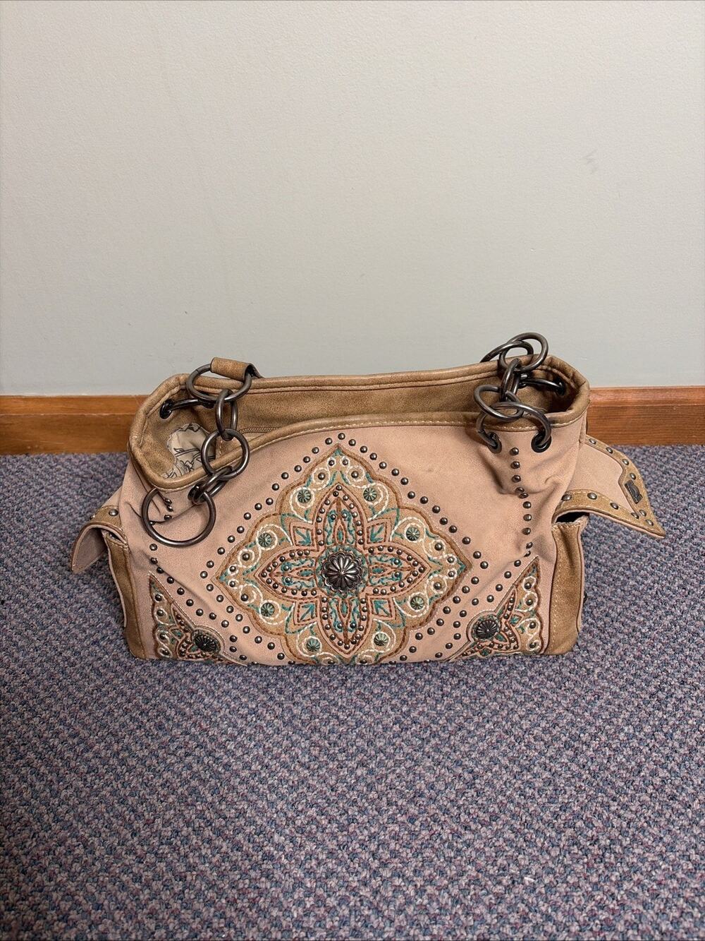 Montana West Mesa Grande Concho Handbag, Tan